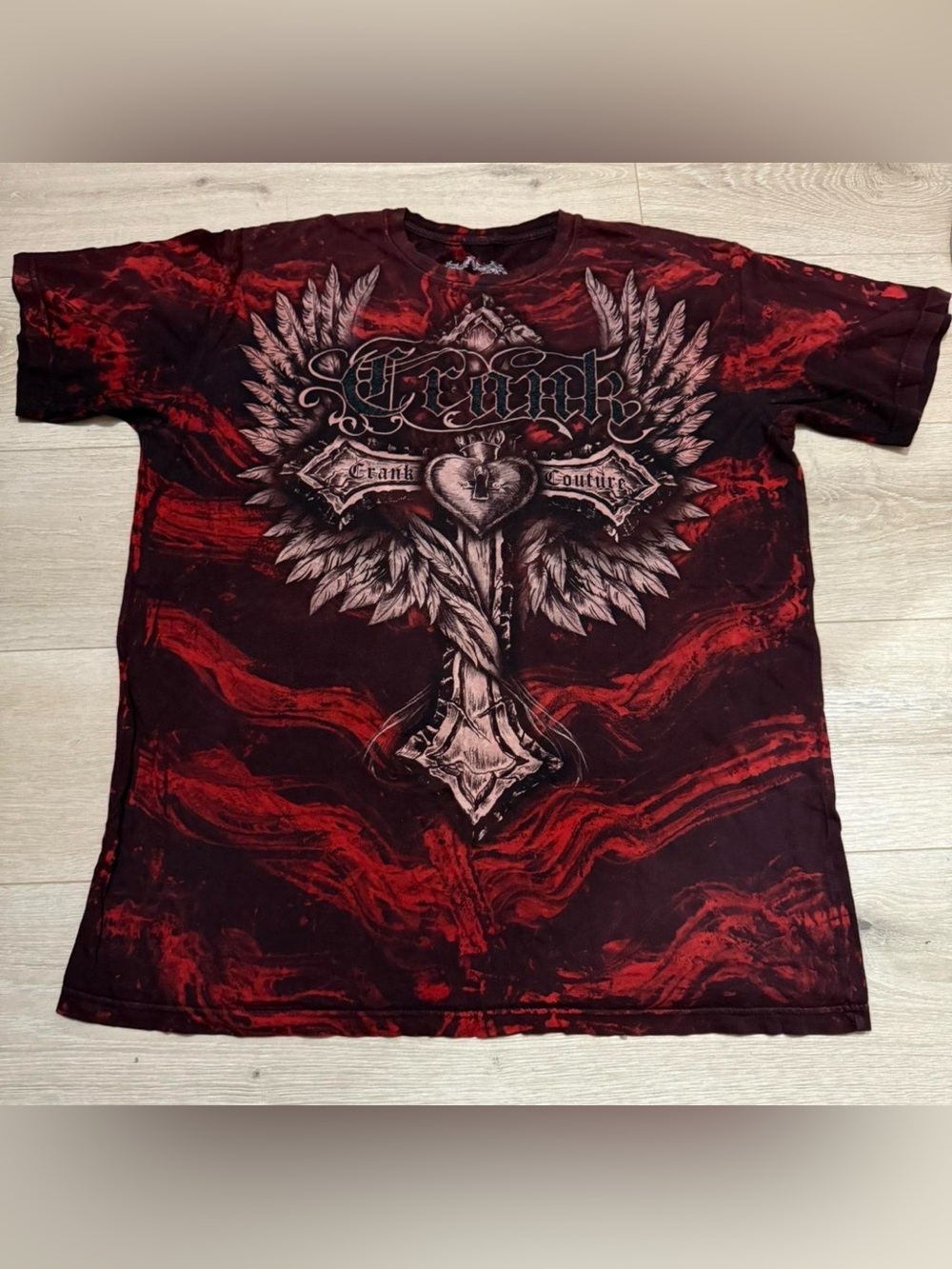 Vintage Crank Red & Black Tie Die Tee